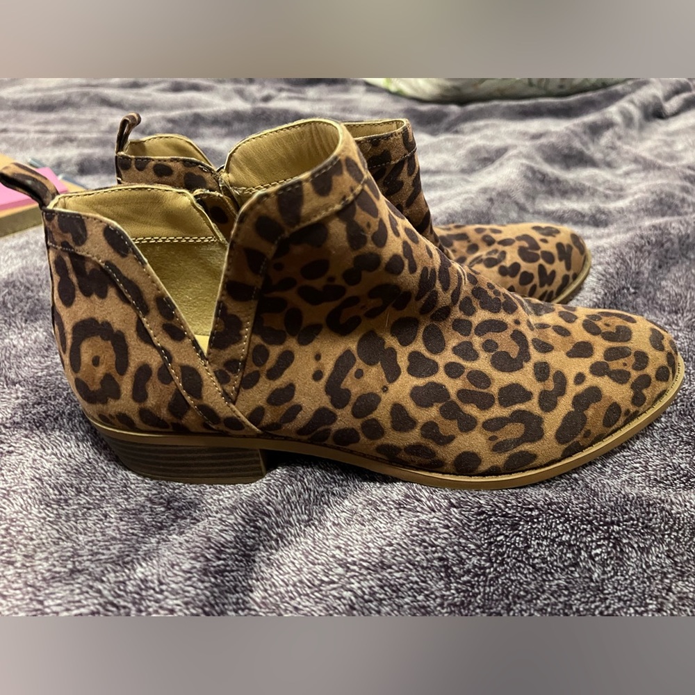 Leopard print booties